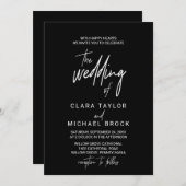 Whimsical Calligraphy | Donker het huwelijk van Kaart (Voorkant / Achterkant)