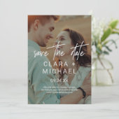 Whimsical Calligraphy | Donkere fotobekleding Save The Date (Staand voorkant)