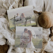 Whimsical Calligraphy | Faded Foto bedankt Briefkaart