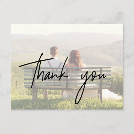 Whimsical Calligraphy | Faded Foto bedankt Briefkaart (Voorkant)