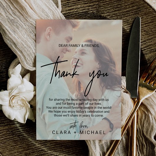 Whimsical Calligraphy | Faded foto bedankt voor je Briefkaart