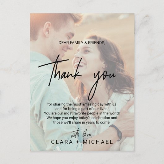 Whimsical Calligraphy | Faded foto bedankt voor je Briefkaart (Voorkant)