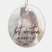 Whimsical Calligraphy Faded Foto gehuwd Keramisch Ornament (Links)