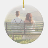 Whimsical Calligraphy Faded Foto Mr. en Mrs. Keramisch Ornament (Achterkant)