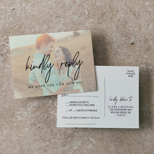 Whimsical Calligraphy   Faded-foto Song RSVP Uitnodiging Briefkaart