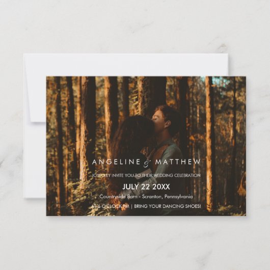 Whimsical Calligraphy | Faded foto van het huwelij Kaart (Voorkant)