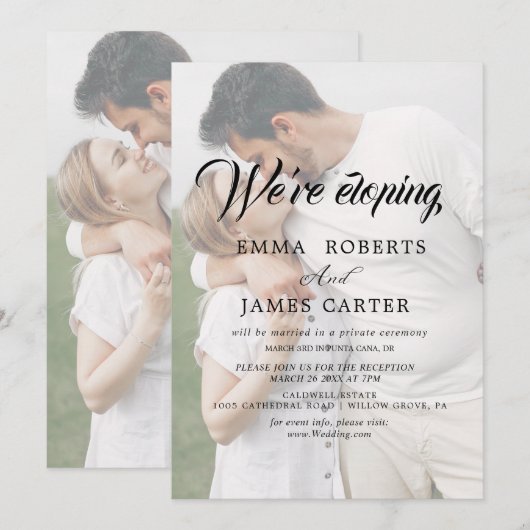 Whimsical Calligraphy | Faded-fotoexplosie Kaart (Voorkant / Achterkant)