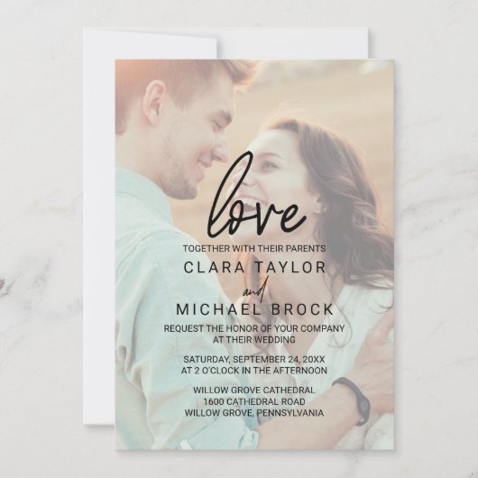 Whimsical Calligraphy | Faded-fotoliefdesweddensch Kaart (Voorkant)