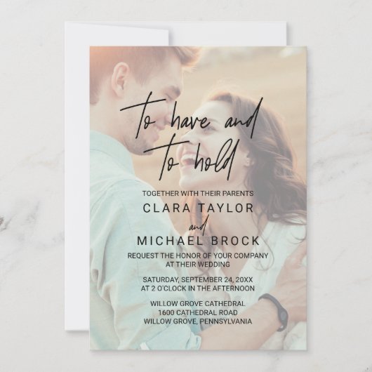 Whimsical Calligraphy | Faded foto's blokkeren bru Kaart (Voorkant)