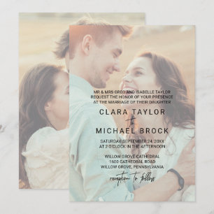 Whimsical Calligraphy Faded-fotoweddenschap Kaart