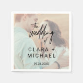 Whimsical Calligraphy | Faded-fotoweddenschap Servetten (Voorkant)
