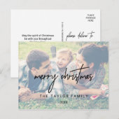 Whimsical Calligraphy | Faded kerstfoto Feestdagenkaart (Voorkant / Achterkant)