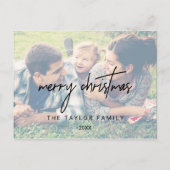 Whimsical Calligraphy | Faded kerstfoto Feestdagenkaart (Voorkant)