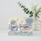 Whimsical Calligraphy | Faded kerstfoto Feestdagenkaart (Staand voorkant)