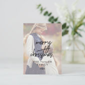 Whimsical Calligraphy | Faded kerstfoto Feestdagenkaart (Staand voorkant)
