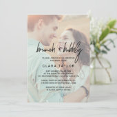 Whimsical Calligraphy Faded Photo Brunch & Bubble Kaart (Staand voorkant)