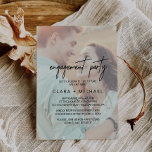 Whimsical Calligraphy Faded Photo Engagement Party Kaart<br><div class="desc">Deze whimsical calligraphy faded foto verlovingskaart is perfect voor een moderne gebeurtenis. Het ontwerp biedt elegante maar rustige typografie met twee van uw foto's,  één aan de voorkant en één aan de achterkant.</div>