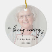 Whimsical Calligraphy Faded Photo in Loving Memory Keramisch Ornament (Voorkant)