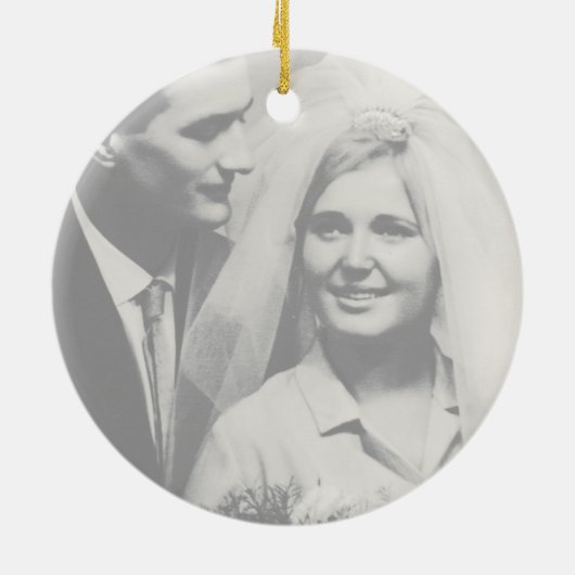 Whimsical Calligraphy Faded Photo in Loving Memory Keramisch Ornament (Achterkant)