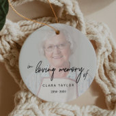 Whimsical Calligraphy Faded Photo in Loving Memory Keramisch Ornament