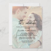 Whimsical Calligraphy Faded Photo Let's Celebrate Kaart (Voorkant)