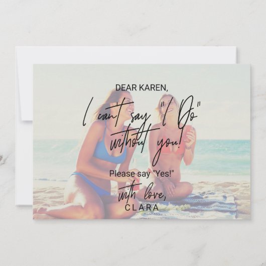 Whimsical Calligraphy Faded Photo Matron of Honor Kaart (Achterkant)