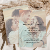 Whimsical Calligraphy Faded Photo Rehearsal Dinner Kaart
