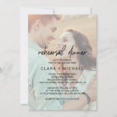 Whimsical Calligraphy Faded Photo Rehearsal Dinner Kaart (Voorkant)