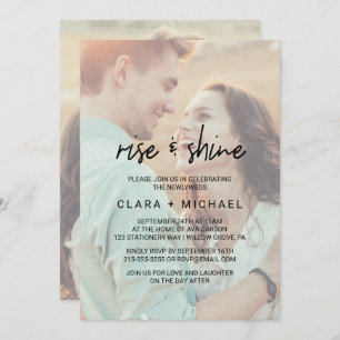 Whimsical Calligraphy Faded Photo Wedding Brunch Kaart