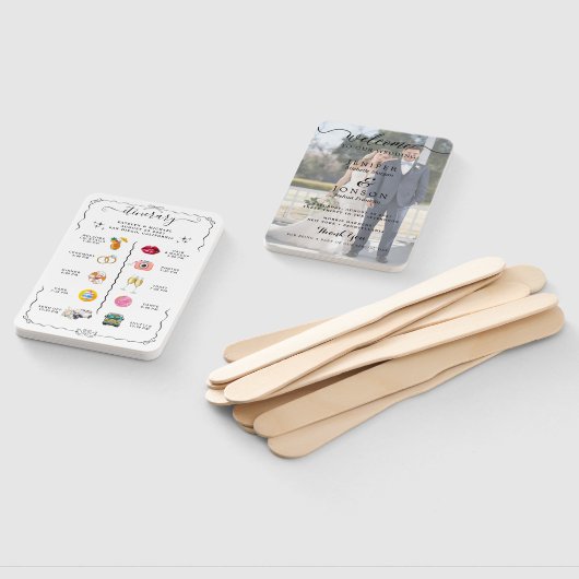 Whimsical Calligraphy Faded Photo Wedding Program Handwaaier (Niet-gemonteerd)