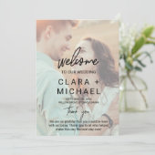 Whimsical Calligraphy Faded Photo Wedding Program Programmakaart (Staand voorkant)