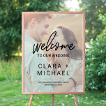 Whimsical Calligraphy Faded Photo Welcome Weddensc Poster<br><div class="desc">Deze griezelige foto verwelkomde bruiloft poster is perfect voor een moderne bruiloft. Het ontwerp kenmerkt elegante maar rustige typografie met uw foto op de achtergrond. Pas het poster met de naam van de bruid en de bruidegom,  en de datum en de plaats van de bruiloft aan.</div>