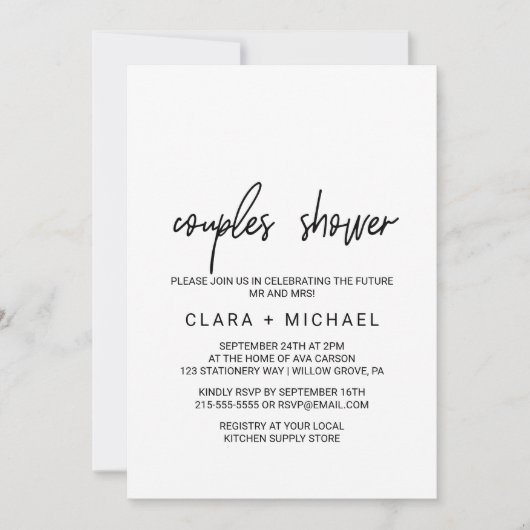 Whimsical Calligraphy | Foto-backpaar — Shower Kaart (Voorkant)