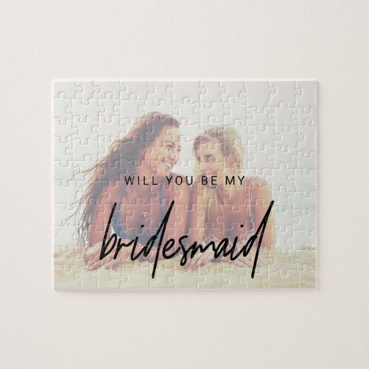 Whimsical Calligraphy | Foto Bridesmaid-voorstel Legpuzzel (Horizontaal)