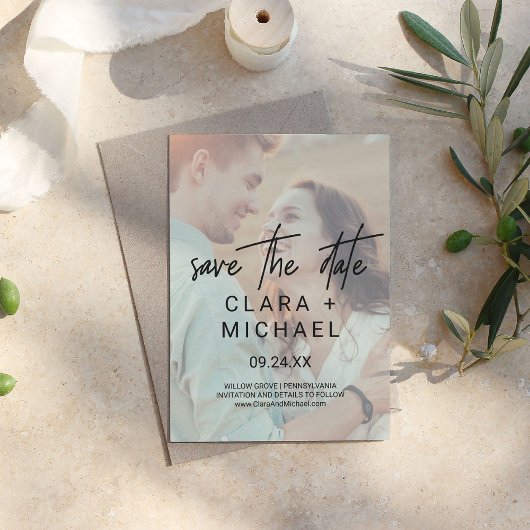 Whimsical Calligraphy | Foto Save the Date Kaart