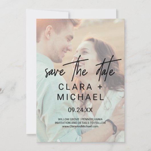 Whimsical Calligraphy | Foto Save the Date Kaart (Voorkant)