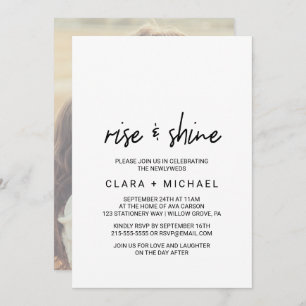 Whimsical Calligraphy Foto terug Wedding Brunch Kaart