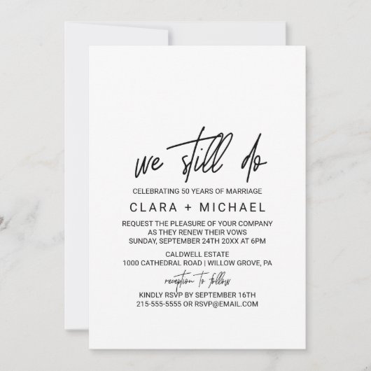 Whimsical Calligraphy | Foto van Backing Vow Renew Kaart (Voorkant)