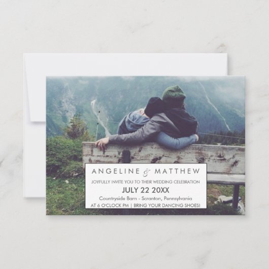 Whimsical Calligraphy | Foto van het huwelijk Kaart (Voorkant)