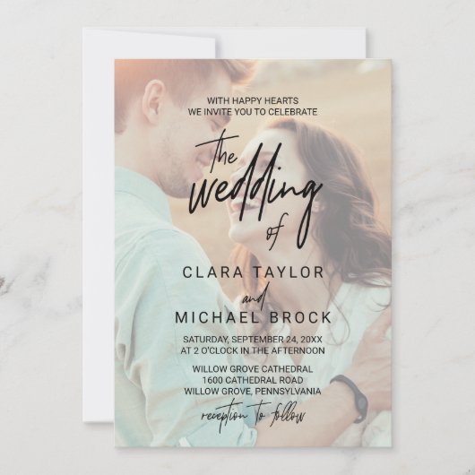 Whimsical Calligraphy | Foto van het huwelijk Kaart (Voorkant)