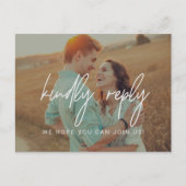 Whimsical Calligraphy | Fotobedekking Song RSVP Uitnodiging Briefkaart (Voorkant)