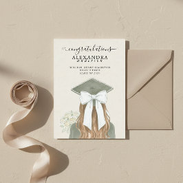 Whimsical Calligraphy Graduation Bow Photo Aankondiging