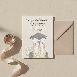 Whimsical Calligraphy Graduation Bow Photo Aankondiging