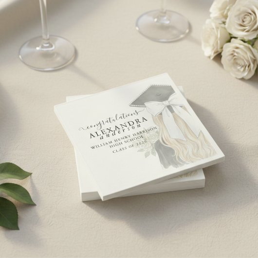 Whimsical Calligraphy Graduation Bow Servet