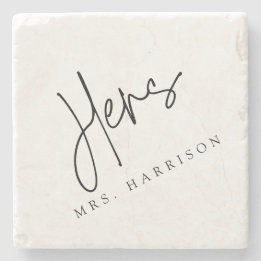 Whimsical Calligraphy Hers Marble Onderzetter