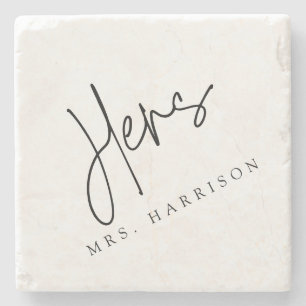 Whimsical Calligraphy Hers Marble Onderzetter