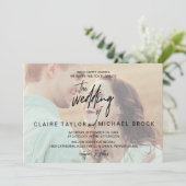 Whimsical Calligraphy | Horizontaal fotohuwelijk Kaart (Staand voorkant)