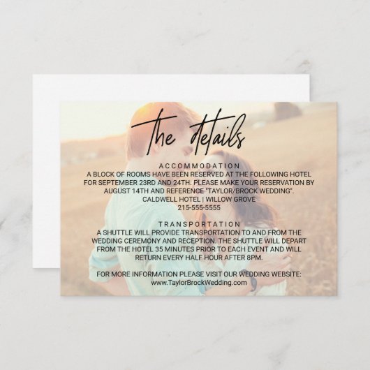 Whimsical Calligraphy | Kaart Faded foto-details (Voorkant / Achterkant)