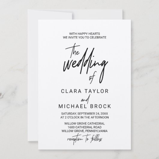 Whimsical Calligraphy Kraft the Wedding of Kaart (Voorkant)