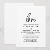 Whimsical Calligraphy Love Wedding Kaart (Voorkant / Achterkant)